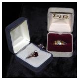 14K Gold Ring, Size 6 1/4, 18K Gold Ring, 6 3/4, 10K Ruby And Diamond Ring,Size 5 1/2