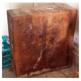 Disassembled Solid Wood Butcher Block With 4 Post Legs, Block Measures 28.5" X 29.5", Legs: 19"