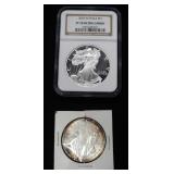 1921 US Morgan Silver Dollar And 2003-W 1 Dollar 1 Oz. Silver Eagle Proof Coins