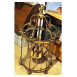Antique Brass Like Metal 6 Light Chandelier, 40" X 20" X 22"