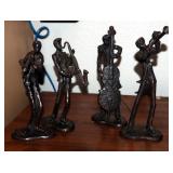 10" Bronze Musician Figures, Qty 4