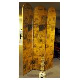 3-Panel Room Divider/Screen, 77" X 48" And Decorative Metal Candle Stand