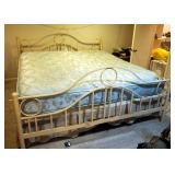 King Size Metal Framed Canopy Bed, Including Serta Perfect Sleeper Mattress And Box Spring