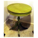 Distressed Antique Round Pedestal Table With Claw Feet