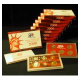US Mint 2000 State Quarters Silver Proof Sets, Qty 9