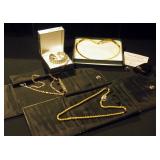 Worthington Cuff Bracelet And Earring Set, 14K Gold Necklaces Qty 3, And Amethyst Pendant