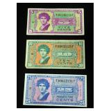 US Military Payment Certificates, Series 541, 5 Cents, 10 Cents And 25 Cents, Total Qty. 3 Paper Not