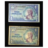 1 Dollar, US Military Payment Certificates, Series 661, Qty. 2