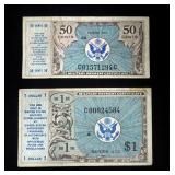 US Military Payment Certificates, Series 472, 1 Dollar And 50 Cents, Total Qty. 2 Notes