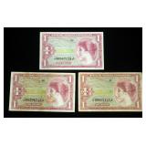 One Dollar, Series 641, Military Payment Certificate Qty 3