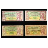 5 Cents, US Military Payment Certificates, Series 591, Qty 4