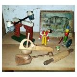 Vintage Wood Toys Including Humpty Dumpty Teeter Totter, Wood Block Puzzles, Dancing Wood Toy And Mo