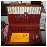 International Sterling Silver Flatware, "Queens Lace" Pattern, 70 Pieces Includes Felt Lined Display