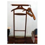FR Italian Solid Wood Rolling Butler Stand With Brass Accents, 42" Tall