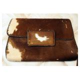 Authentic Vintage Cowhide Clutch Bag With Matching Coin Purse, Wallet And Tooled Leather Clutch