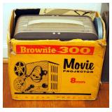 Kodak Brownie 8mm Movie Projector, Model #300 And Tower Movie Camera With Lighting And Portable Proj