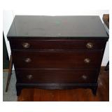 Antique Solid Wood, 3 Drawer Chest Of Drawers With Glass Top, 32" x 35" x 17"