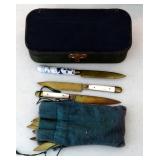 Pearl Handle "Apple Knives" In Vintage Velvetine Lined Box, Qty 12