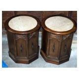 Matching Round End Tables With Stone Top, 21" x 18" Round, Qty 2