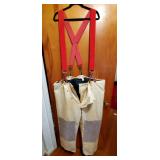 Vintage Body-Guard Gortex Protective Insulated Fireman Trousers With Button Suspenders, Size 50/28