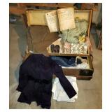 Vintage Clothing Including Military Caps, Wool Trousers, Ladies Garments And More