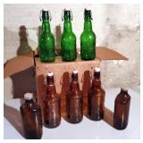 Grolsch And Fischer Amber And Green Beer Bottles With Bale Tops, Approx Qty 18