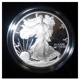 1997 One (1) Troy Ounce Fine Silver American Eagle One Dollar Coin, Philadelphia Mint, In Velvet Cas