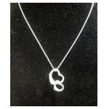 Tiffany & Co Elsa Peretti Double Open-Heart Sterling Silver Pendant Necklace