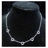 Tiffany & Co Elsa Peretti 5-Open Heart Sterling Silver Necklace