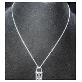 Tiffany & Co Sterling Silver Necklace With Padlock Shaped Pendant With The Letter A