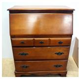 Secretary Desk With 3 Lower Drawers And Brass Pulls, 41"H x 32.5"W x 18"D