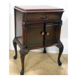 Antique Side Table With Single Drawer And 2-Door Lower Cabinet, Dovetail Construction, 30"H x 20"W x