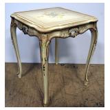 Set Of 3 Nesting Tables, Floral And Scroll Design, Gold Tone Trim, Tables Are 24"H x 26.5"W x 18"D, 