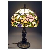 Tiffany Style Table Lamp, 19"H And Ceramic Wall Switch And Outlet Face Plates With Rose Pattern