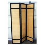 Folding 3-Panel Room Divider/Dressing Screen With Bamboo Slats, 71"H x 49"W (Fully Extended) x 1"D