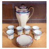 Hand Painted Nippon China Tea Set, Includes Teapot, 6 Cups And 3 Saucers