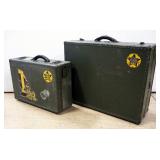 Two Vintage Oshkosh Seapack Luggage Cases, 20" x 25" x 9" With Secured Compartments And 14" x 20" x 