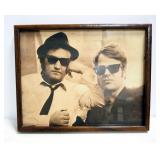 Image Of Blues Brothers On Textured Paper, Framed Under Glass, 14.5" x 11.5"