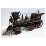 Tin Steam Locomotive Artwork, All Wheels Roll, Includes Extra Front Lamp