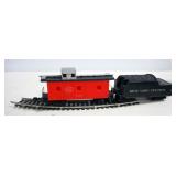 HO Scale Train Includes Engine, Coal Car, Flat Car, Caboose, Station And Some Track