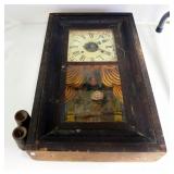 Antique Seth Thomas Brass Wall Clock With Hand Painted Glass Door Cover And Wood Case