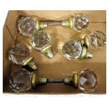 Vintage Glass Door Knob Collection With Brass Bases, Spherical In Shape, Qty 8 Knobs, Contents Of Fl