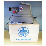 Vintage Mansfield Midway Slide Projector, With Instructions And Some Slides, Powers On, In Box