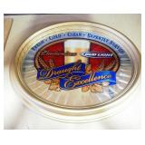 Budweiser Bud Light Draught Excellence Oval Bar Mirror With Cut Glass Design Around Edge, 23" W x 19