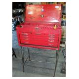 Snap-On Metal Tool Box, 7 Drawers, On Rebar Stand, Includes Pliers, Screwdriver Bits, Saws, Clamp, T