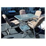 Home Trends 6-Piece Patio Set With Dining Table (28"H x 56"L x 36"D), 4 Padded Chairs With Covers An
