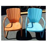 Pair Of Metal Outdoor Patio Chairs With Arms, 32.5"H