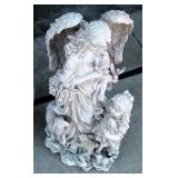 Lawn Statuary Of Angels, 19"H And 12"H