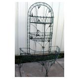 Wire Plant Stand/Rack, Semi-Circular With Floral Design, 3 Shelves, 69"H x 43"W