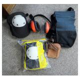 Safety Gear Including Knee Pads, Ear Muffs And Safety Belt